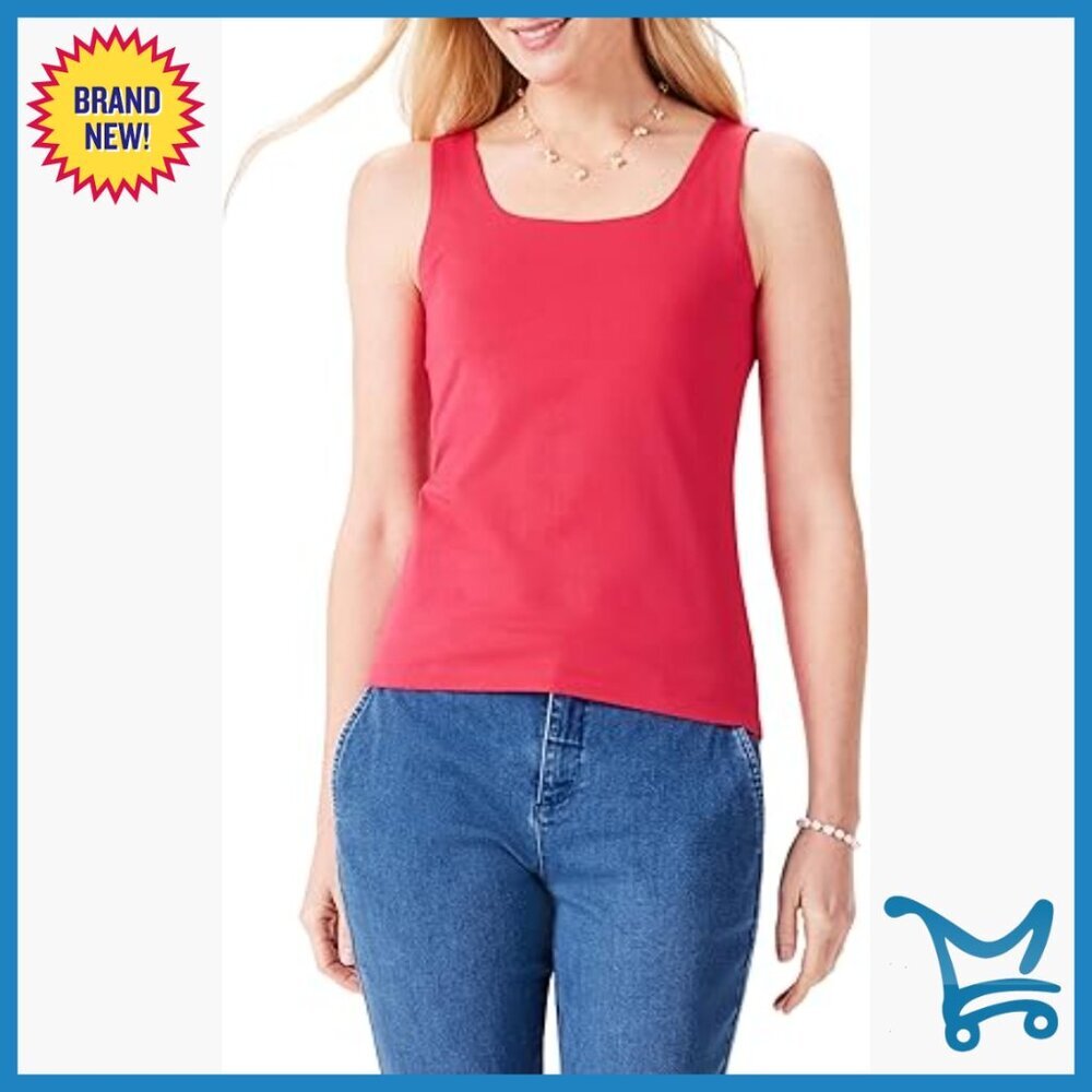 Fitted Shelf Bra Tank Top, Cotton Blend Stretch, Non-See-Through